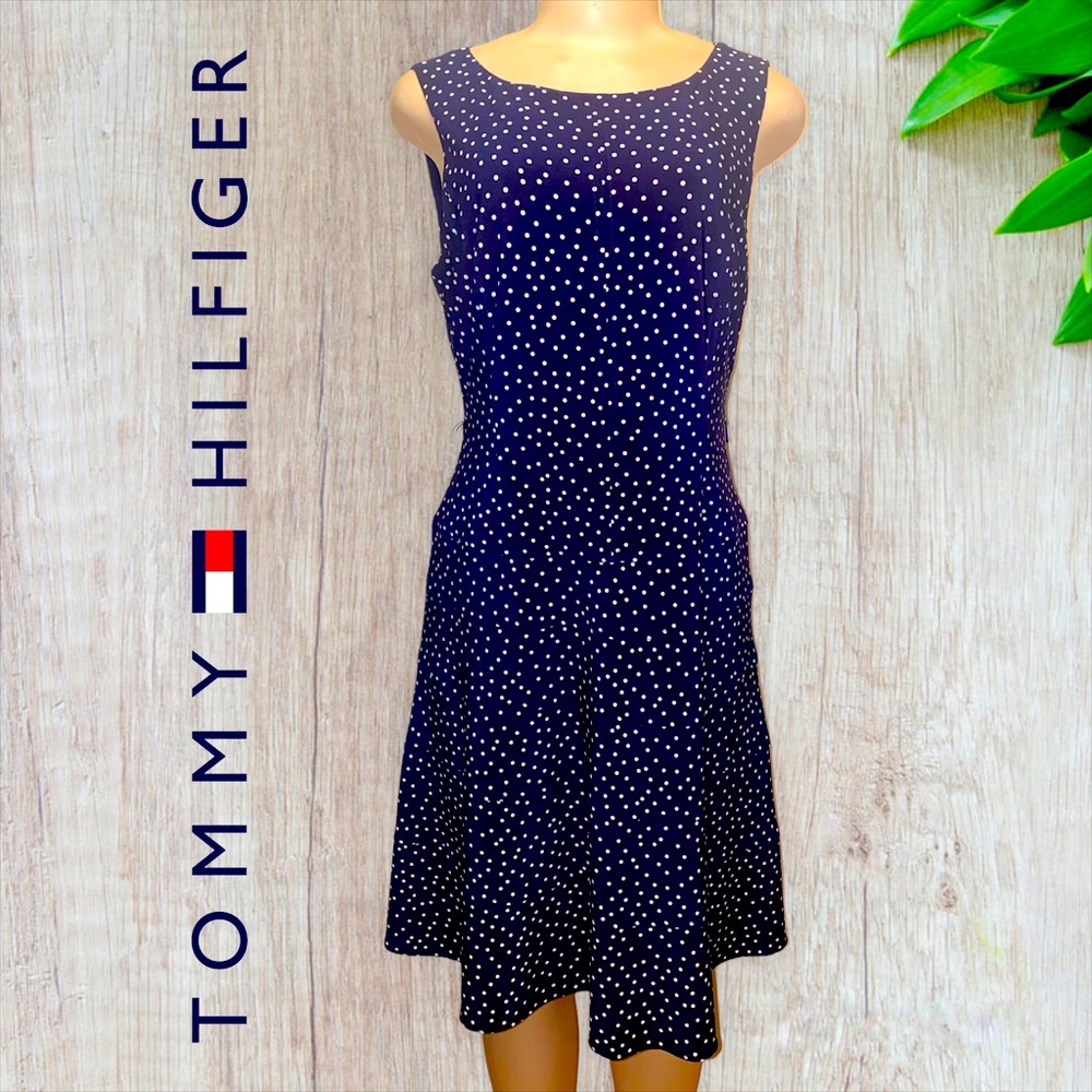 Tommy Hilfiger Navy Sleeveless Dot Dress
